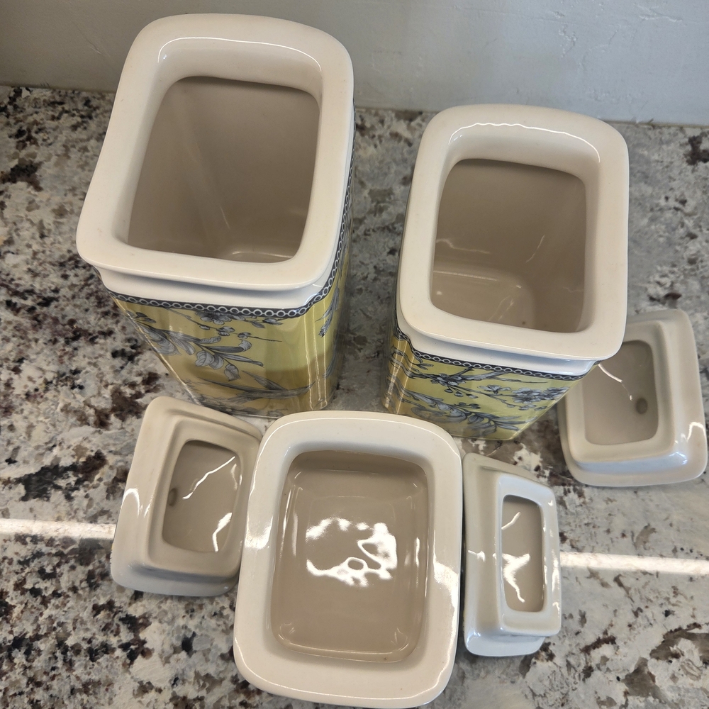 222 Fifth Yellow and White Floral Canister Set - Picture 6 of 8